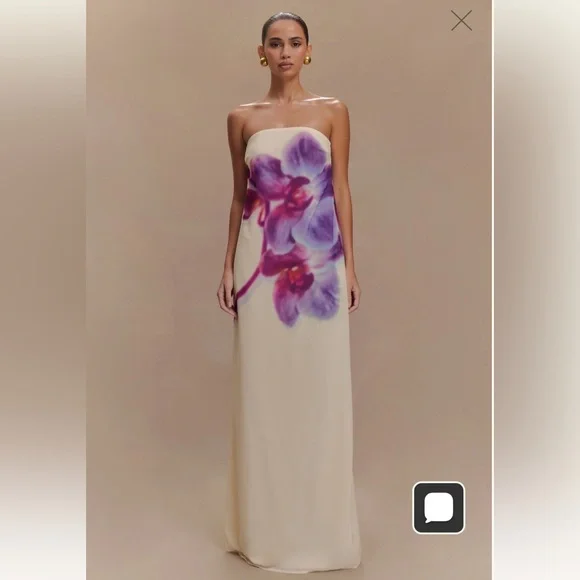 Meshki Cream Maxi Dress with Purple Floral Design - Picture 2 of 4